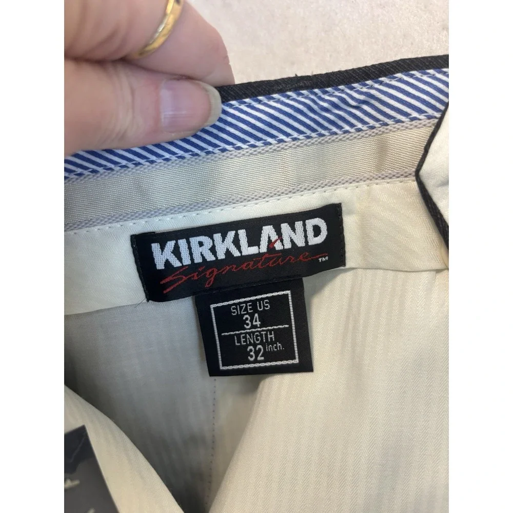 Kirkland Signature Men's 34x32 Wool Pleated Cuffed Dress Slacks Charcoal Twill